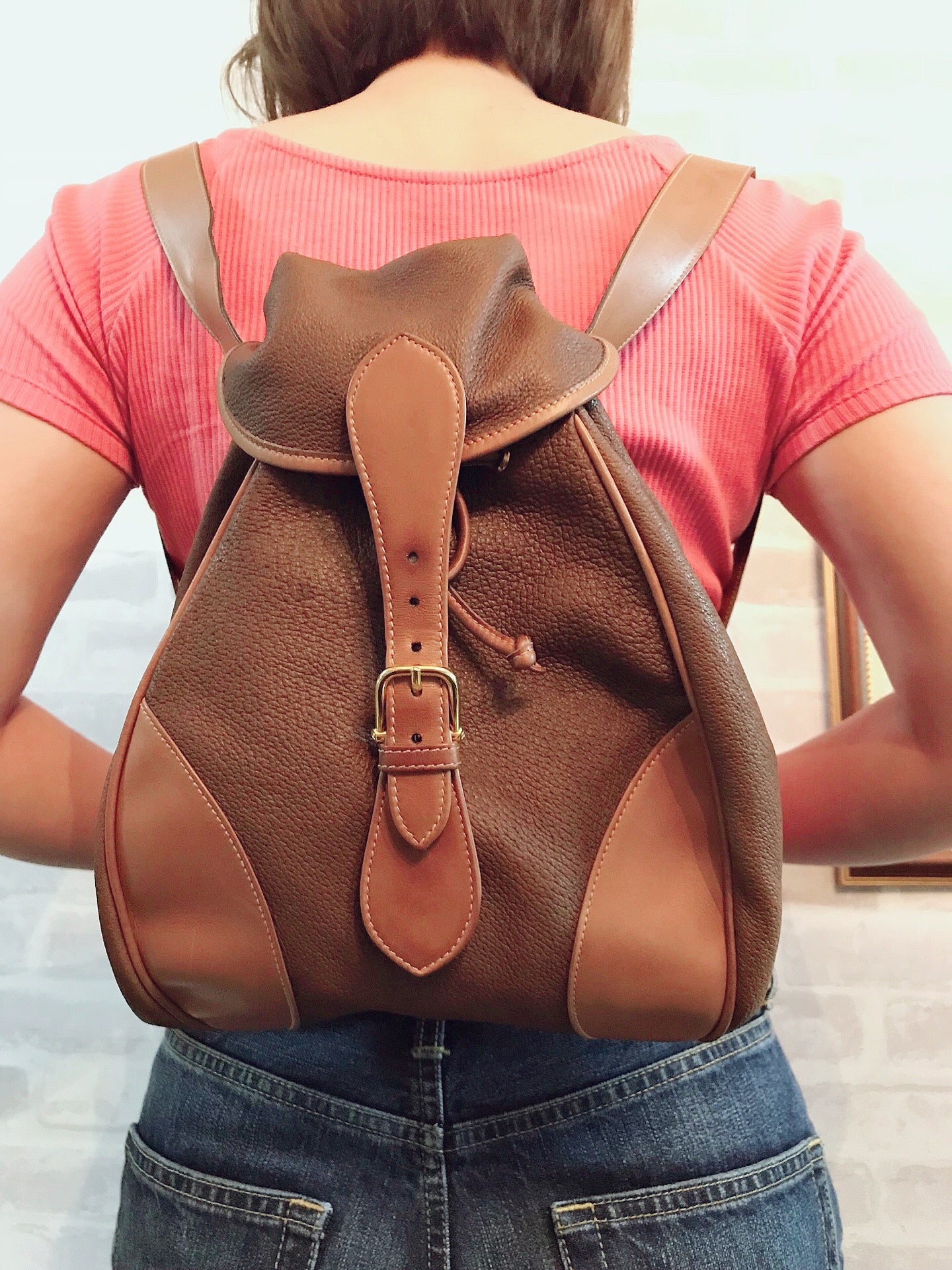 OLD Gucci どんぐり型 総革2WAYリュック&ショルダー（茶）