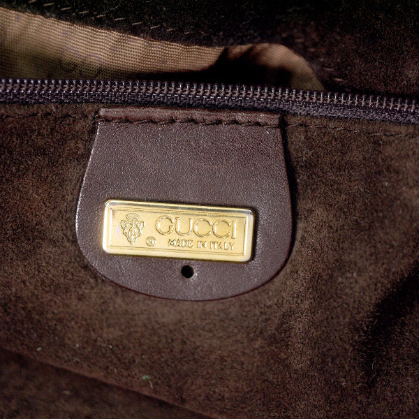 OLD Gucci バンブーチャーム付レザー半円バッグ（濃茶）