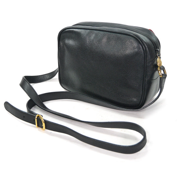 OLD Gucci　型押しレザー斜めがけポシェット（黒）