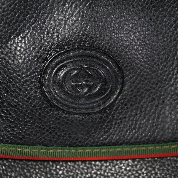 OLD Gucci　型押しレザー斜めがけポシェット（黒）
