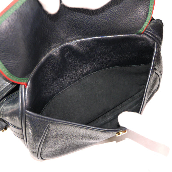 OLD Gucci　型押しレザー斜めがけポシェット（黒）