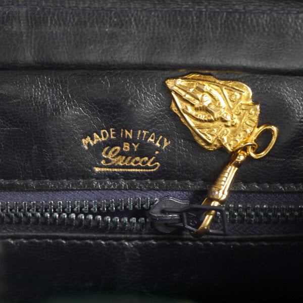 OLD Gucci 外ポケット付GG柄ワンショルダー（青）