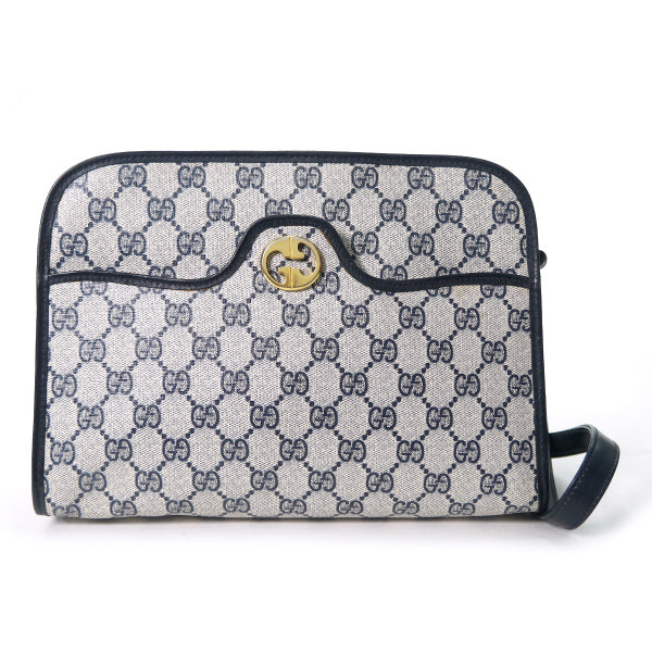 OLD Gucci 外ポケット付GG柄ワンショルダー（青）