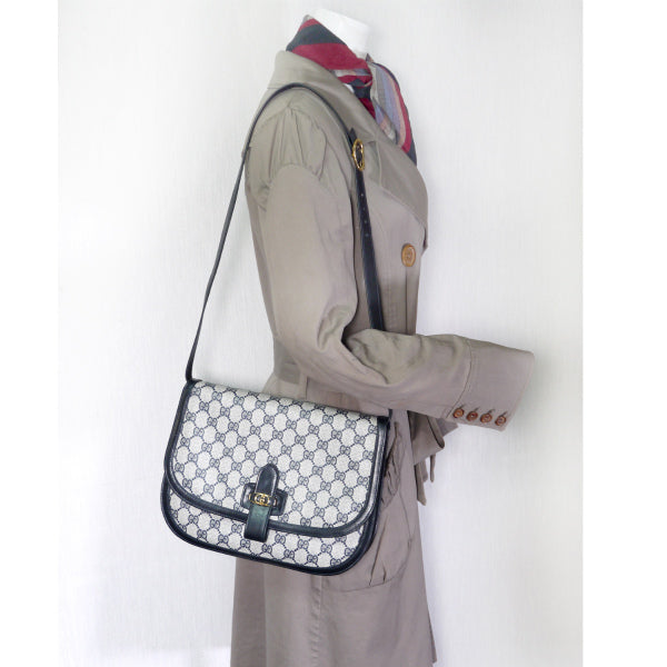 OLD Gucci　３層式GG柄2WAYバッグ（青）