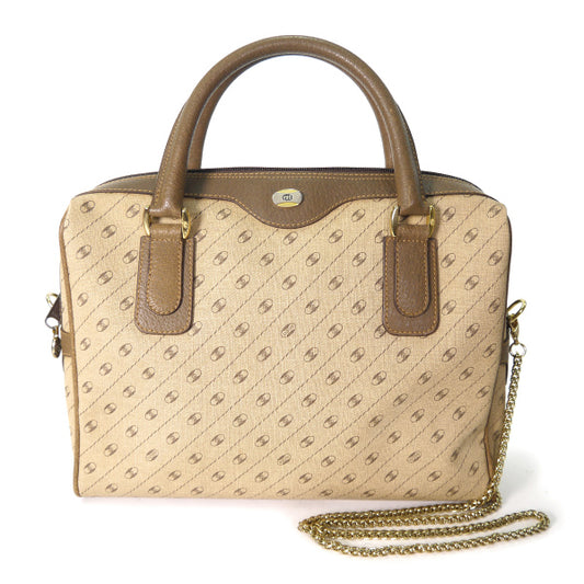 OLD Gucci 希少! Centennial Line チェーンショルダー付ミニボストン（茶）