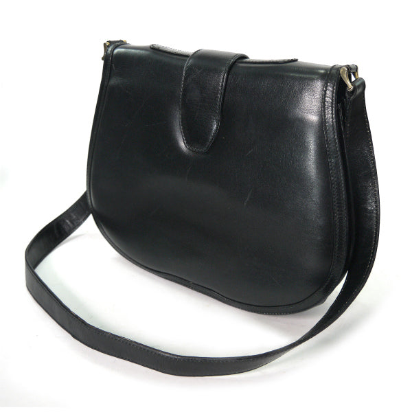 OLD Gucci　総革3層式G金具ショルダーバッグ（黒）