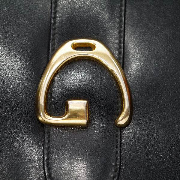 OLD Gucci　総革3層式G金具ショルダーバッグ（黒）