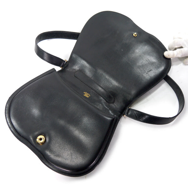 OLD Gucci　総革3層式G金具ショルダーバッグ（黒）