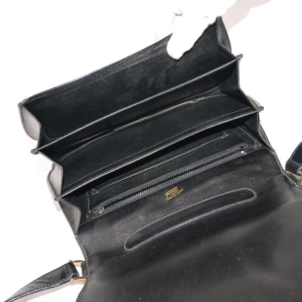 OLD Gucci　総革3層式G金具ショルダーバッグ（黒）