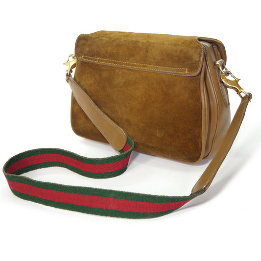 OLD Gucci　2WAYスエード シェリーショルダー（茶）
