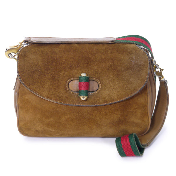 OLD Gucci　2WAYスエード シェリーショルダー（茶）