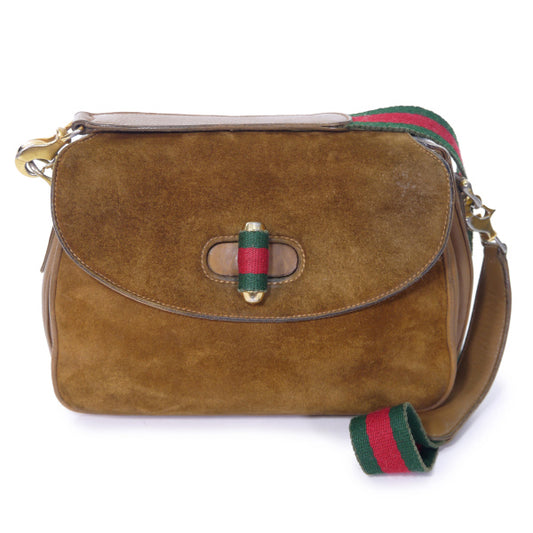 OLD Gucci　2WAYスエード シェリーショルダー（茶）