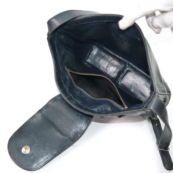 OLD Gucci 総革バケツ型マンテル金具ショルダー（濃紺）