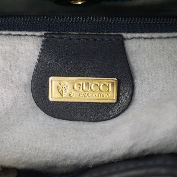 OLD Gucci　フローラ大型巾着ショルダー（紺）