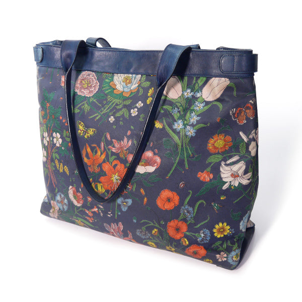 OLD Gucci　フローラ大型トートバッグ（紺）