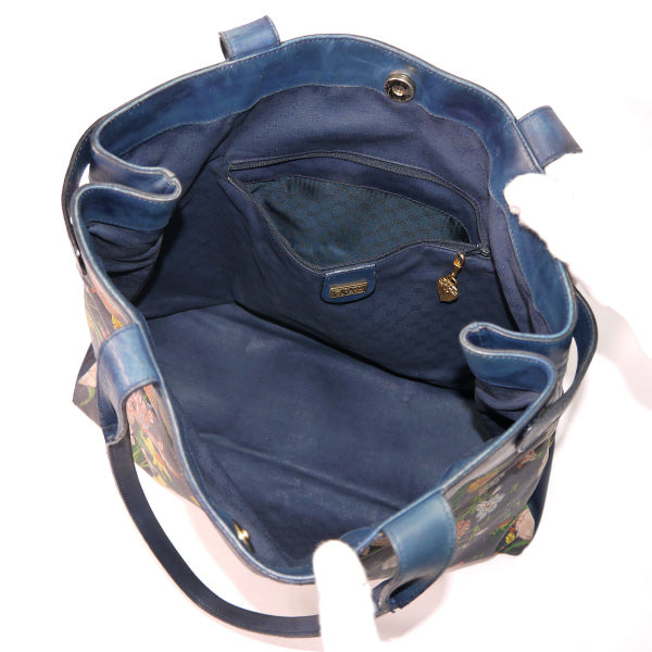 OLD Gucci　フローラ大型トートバッグ（紺）