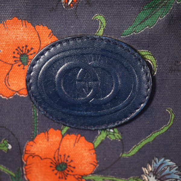 OLD Gucci　フローラ大型トートバッグ（紺）