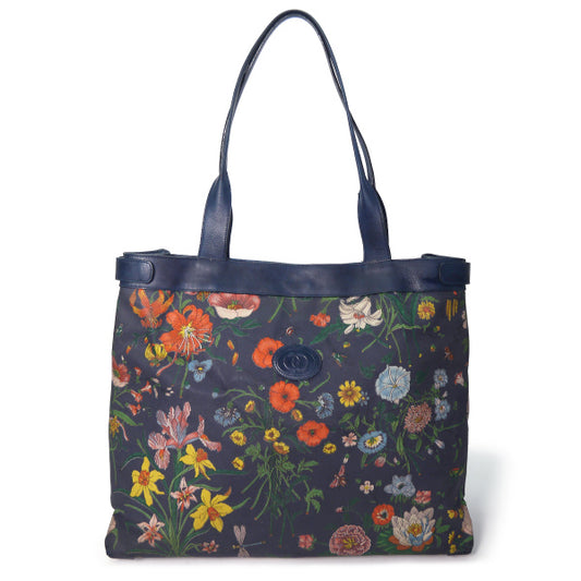 OLD Gucci　フローラ大型トートバッグ（紺）