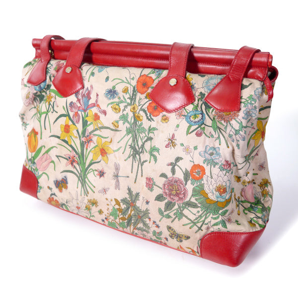 OLD Gucci　フローラ大型トートバッグ（赤）