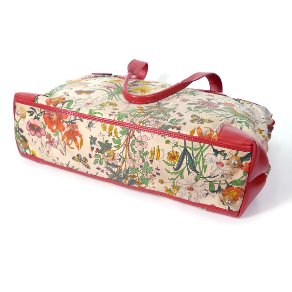 OLD Gucci　フローラ大型トートバッグ（赤）