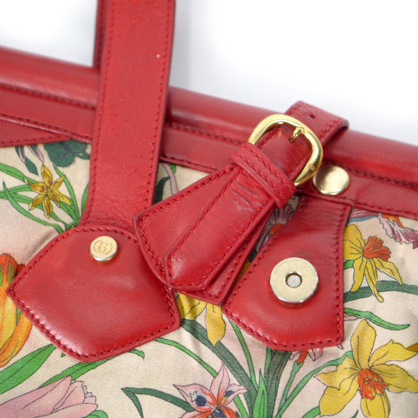 OLD Gucci　フローラ大型トートバッグ（赤）