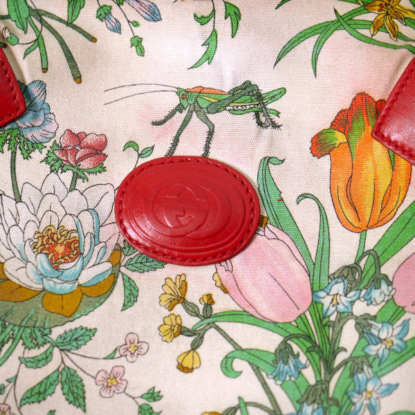 OLD Gucci　フローラ大型トートバッグ（赤）