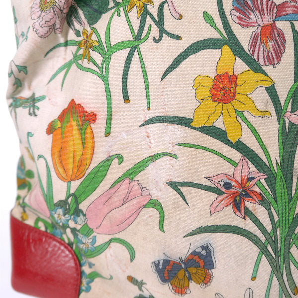 OLD Gucci　フローラ大型トートバッグ（赤）