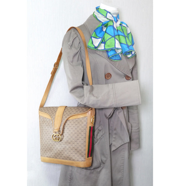 OLD Gucci サイドシェリー バケツ型ショルダー（キャメル）
