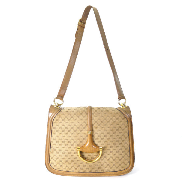 OLD Gucci ウッド×ビット マイクロGGショルダー（茶）