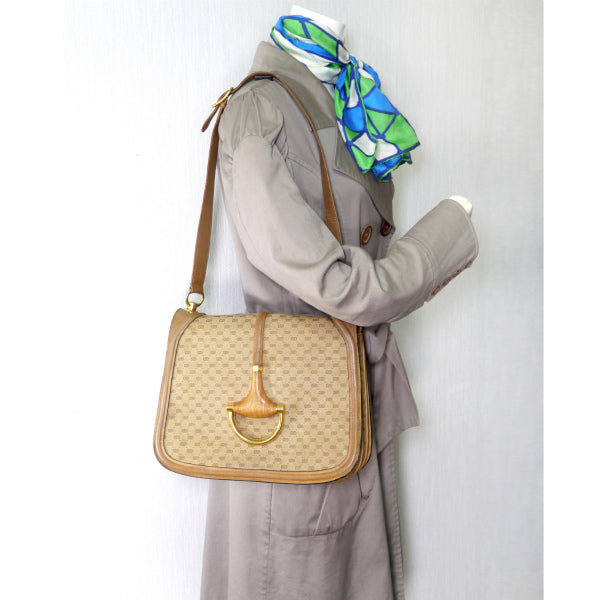 OLD Gucci ウッド×ビット マイクロGGショルダー（茶）