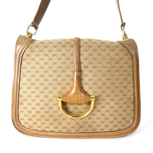 OLD Gucci ウッド×ビット マイクロGGショルダー（茶）