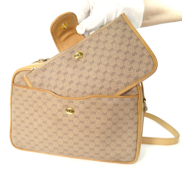 OLD Gucci マイクロGGポーチ付きショルダー（キャメル）