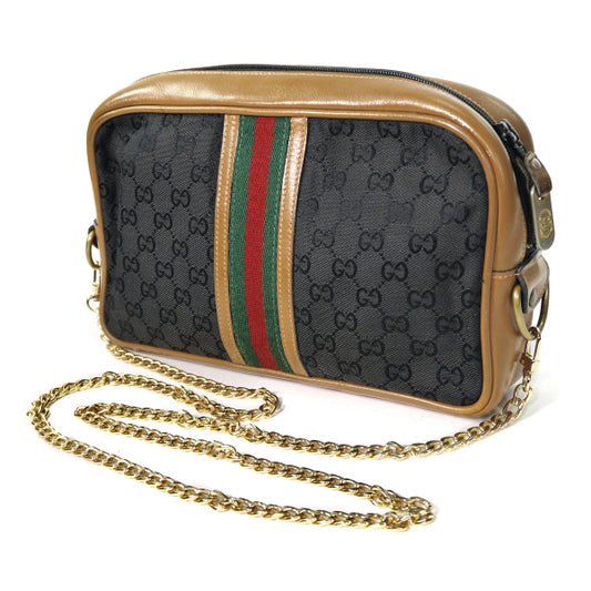 OLD Gucci チェーンクラッチ横長ショルダー（黒）