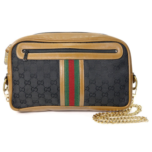 OLD Gucci チェーンクラッチ横長ショルダー（黒）