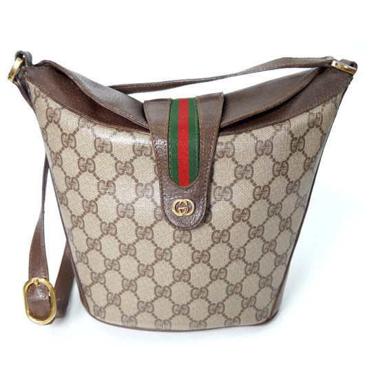 OLD Gucci　バケツ型ミニシェリーショルダー（茶）