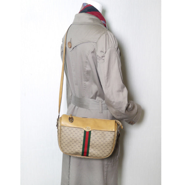 OLD Gucci 　マイクロGG半円シェリー2WAYバッグ（キャメル）