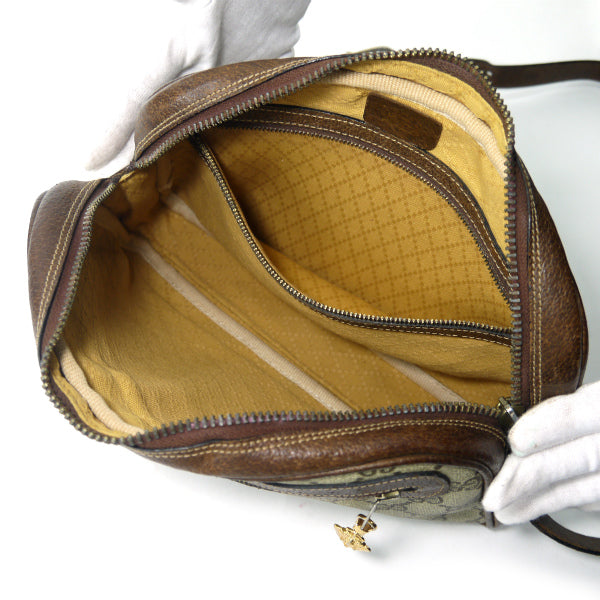 OLD Gucci 横長ショルダ−（縦シェリー・茶）