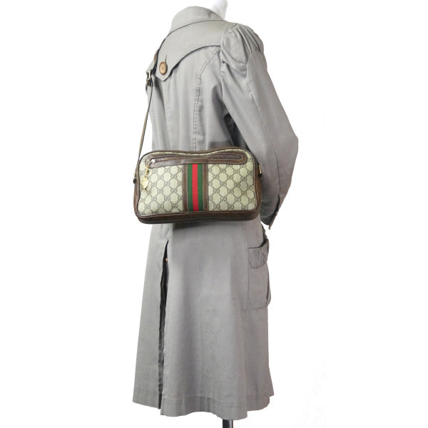OLD Gucci 横長ショルダ−（縦シェリー・茶）