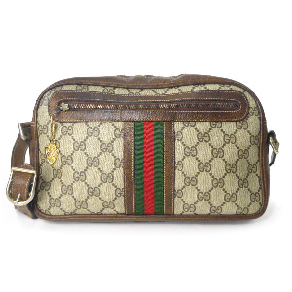 OLD Gucci 横長ショルダ−（縦シェリー・茶）