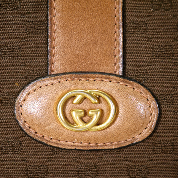 OLD Gucci マイクロGGジャガード ハンドバッグ（茶）