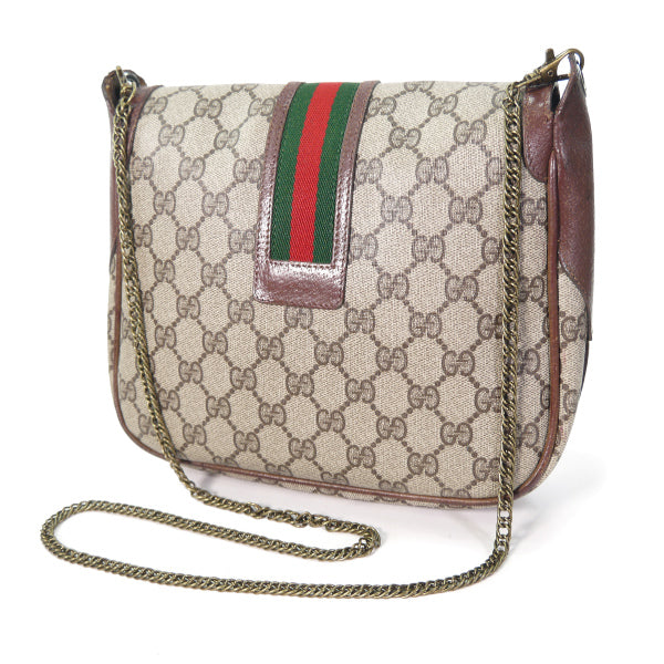 OLD Gucci  縦シェリー チェーン付きバッグ（茶）
