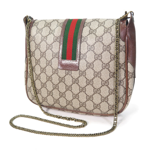 OLD Gucci  縦シェリー チェーン付きバッグ（茶）
