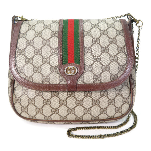 OLD Gucci  縦シェリー チェーン付きバッグ（茶）