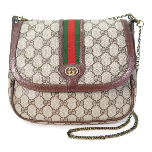 OLD Gucci  縦シェリー チェーン付きバッグ（茶）