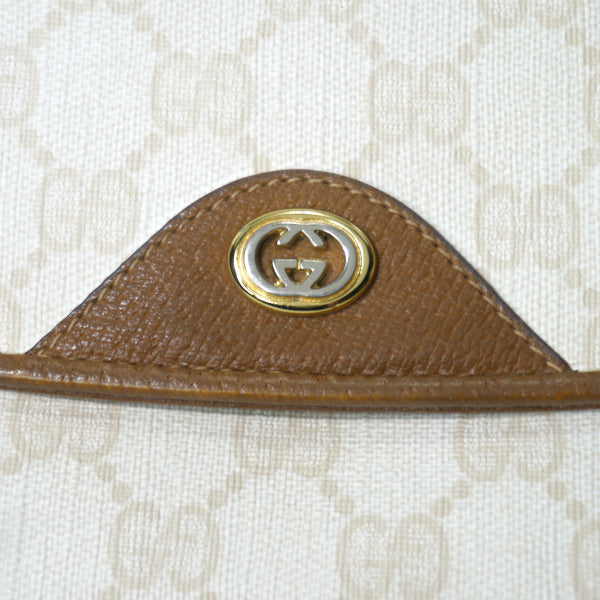 H様専用 OLD Gucci ２層式GG柄斜めがけショルダーバッグ（オフホワイト/茶）