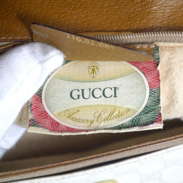 H様専用 OLD Gucci ２層式GG柄斜めがけショルダーバッグ（オフホワイト/茶）