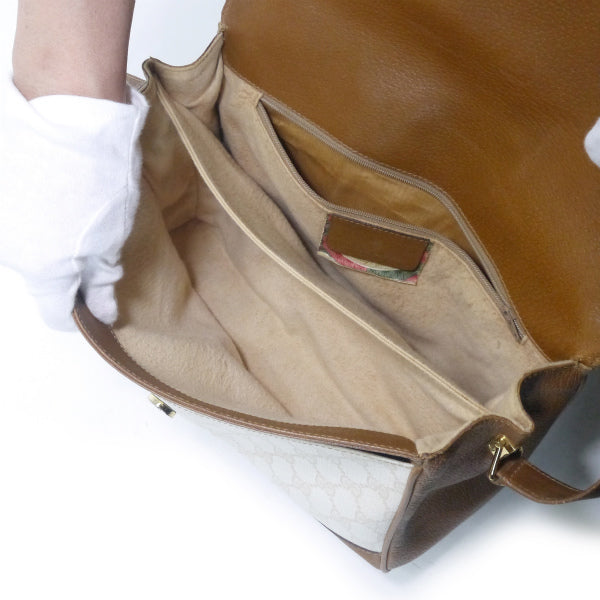 H様専用 OLD Gucci ２層式GG柄斜めがけショルダーバッグ（オフホワイト/茶）
