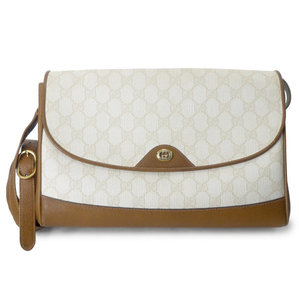 H様専用 OLD Gucci ２層式GG柄斜めがけショルダーバッグ（オフホワイト/茶）