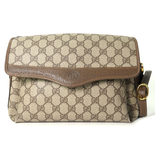 OLD Gucci　３層式GG柄斜めがけショルダーバッグ（茶）