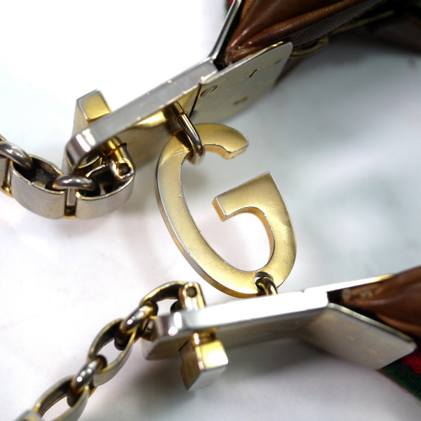 OLD Gucci 2パターン サイドシェリーショルダー（茶）